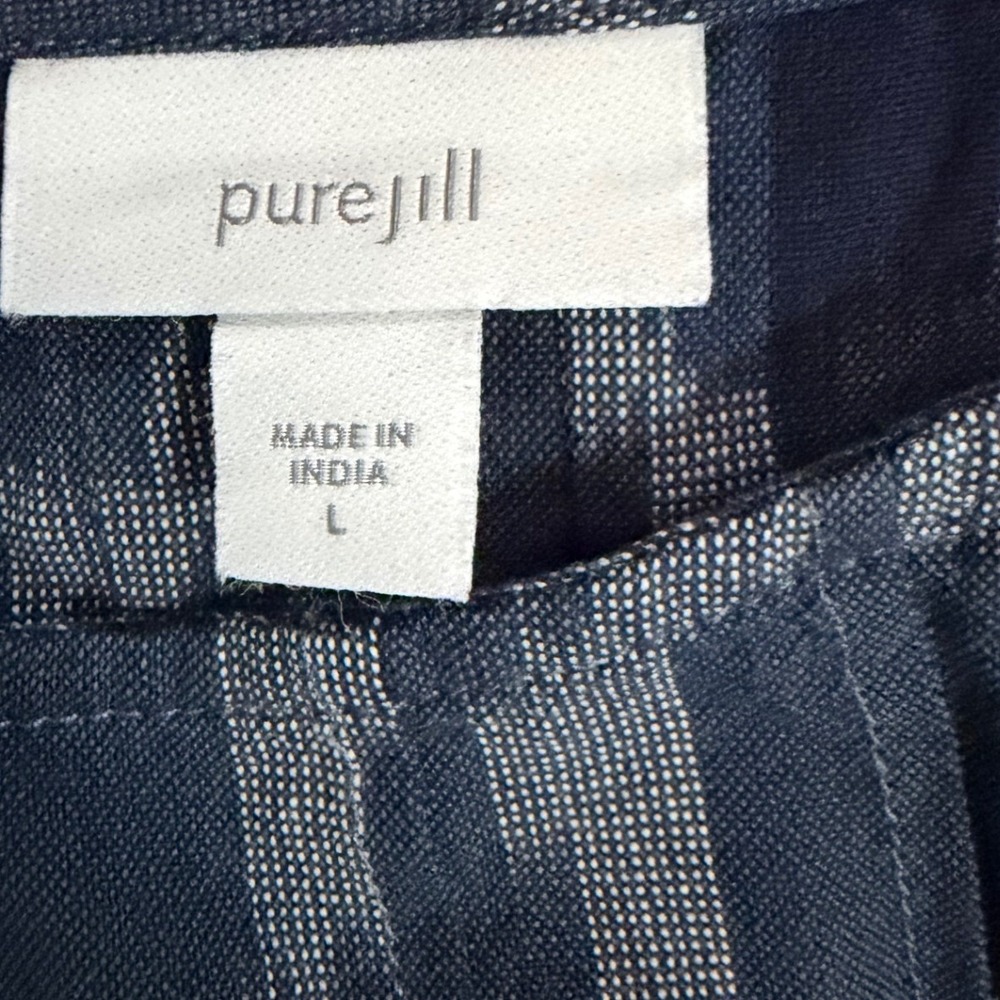 Pure Jill Maxi Dress Women Large Blue Ikat Diamond Sleeveless Lagenlook Coastal - Picture 6 of 8